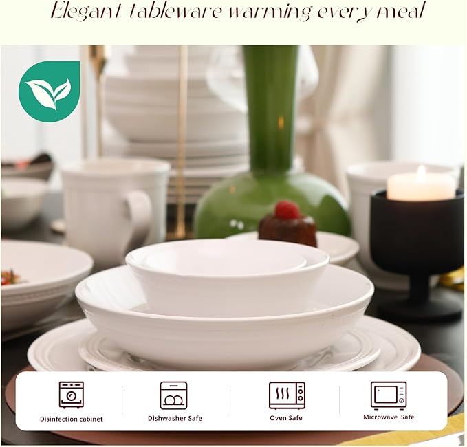 Pearl Dots Stoneware Dinnerware Set (56pc Set White)