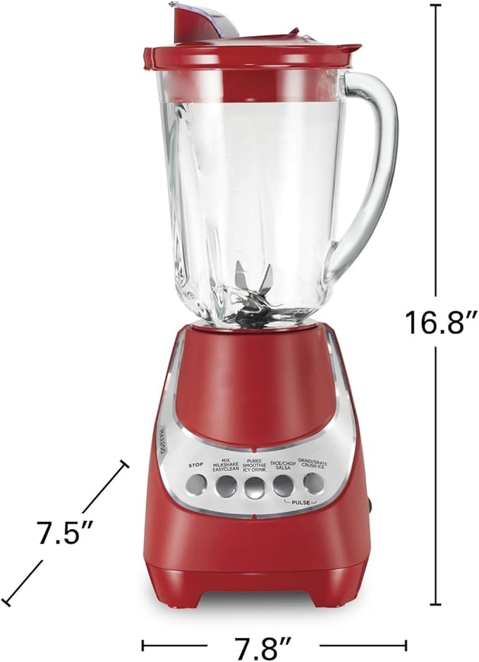 CALFEE Quiet Blender 48 oz. Glass Jar 12 Blending Functions Red