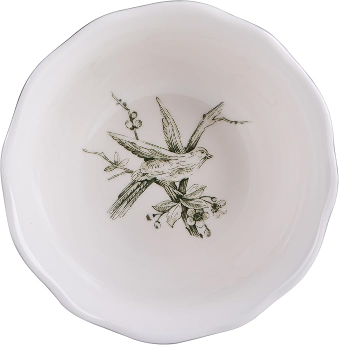 222 Fifth Adelaide Sage 12-Piece Green Porcelain Dinnerware Set – Service for 4 Big Dinner Plates and Bowls Sets Green with White Floral Pattern for Daily Entertainment Microwave &amp Dishwasher