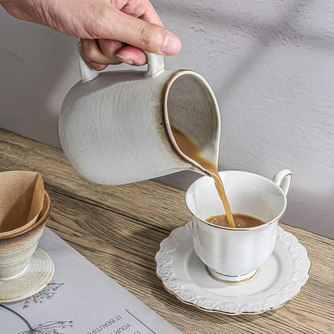 Pour Over Coffee MakerCeramic Coffee Maker 20oz/620ml Pour Over Coffee Dripper (White)