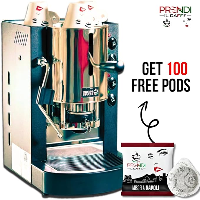 ESE Pod Espresso Machine – Spinel Pinocchio Coffee Maker for 44mm Paper Pods Made in Italy Compact Automatic Espresso Machine for Home &amp Office Includes 100 Free ESE Pods