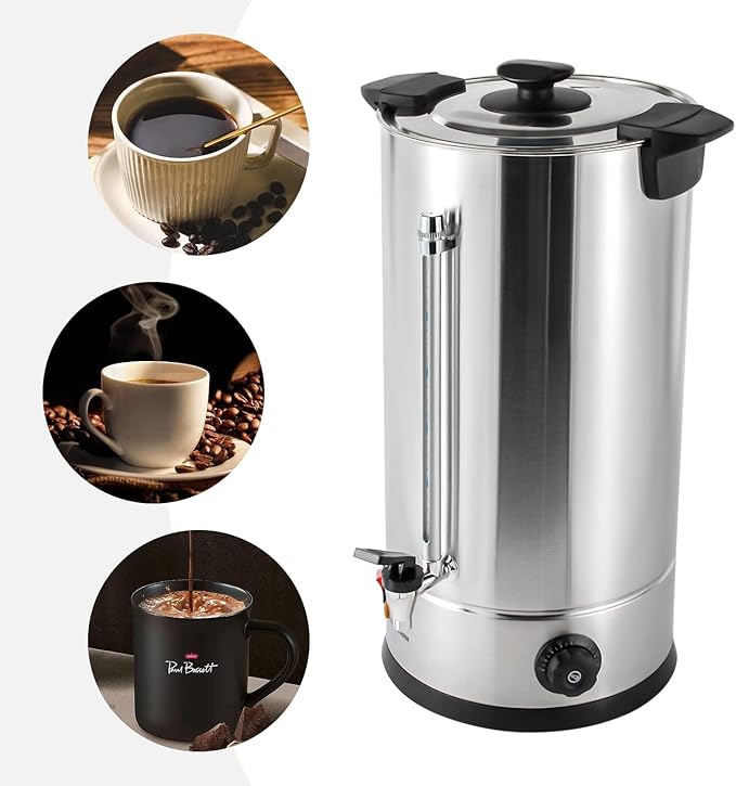 1400W 25L/6.6gal Commercial Coffee MakerStainless Steel Coffee PercolatorCommercial Coffee UrnLarge Coffee Urn For Home Party Office Wedding30-110°C/86-230°F