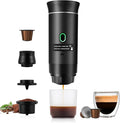 3 In 1 Portable Coffee Maker for Travel 20 Bar Portable Espresso Machine with USBTravel Coffee Maker Self-Heating Compatible with Ground Coffee &amp Capsule for HikingOfficeRV（Black）