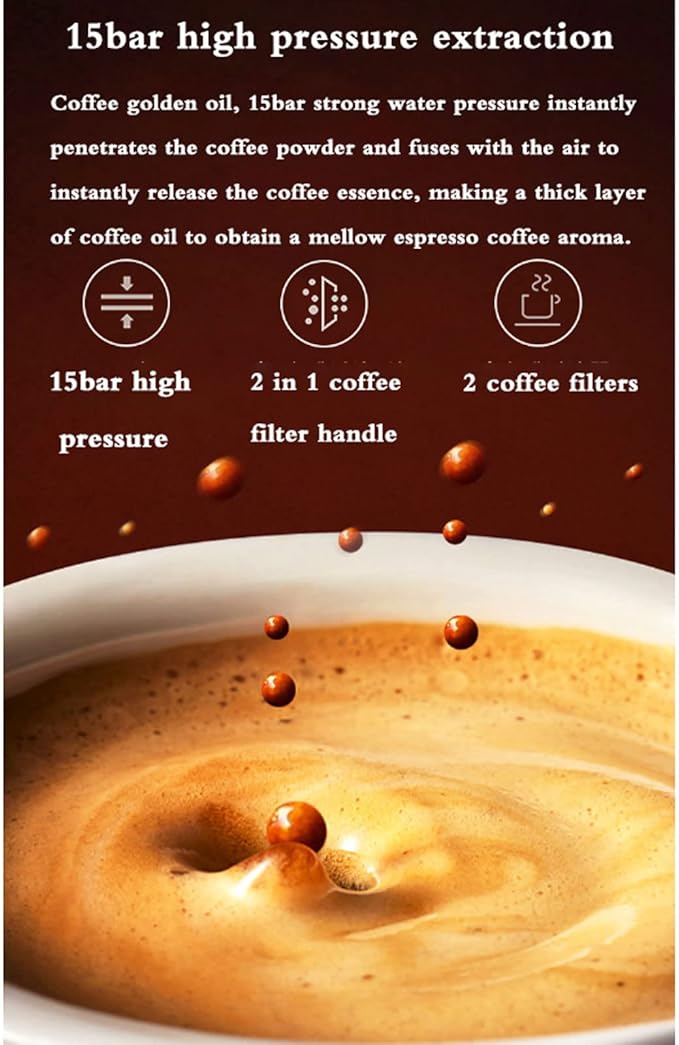 Espresso Machine 15 Bar Pump Pressure home small milk frother coffee machinesuitable for mocha cappuccino latte
