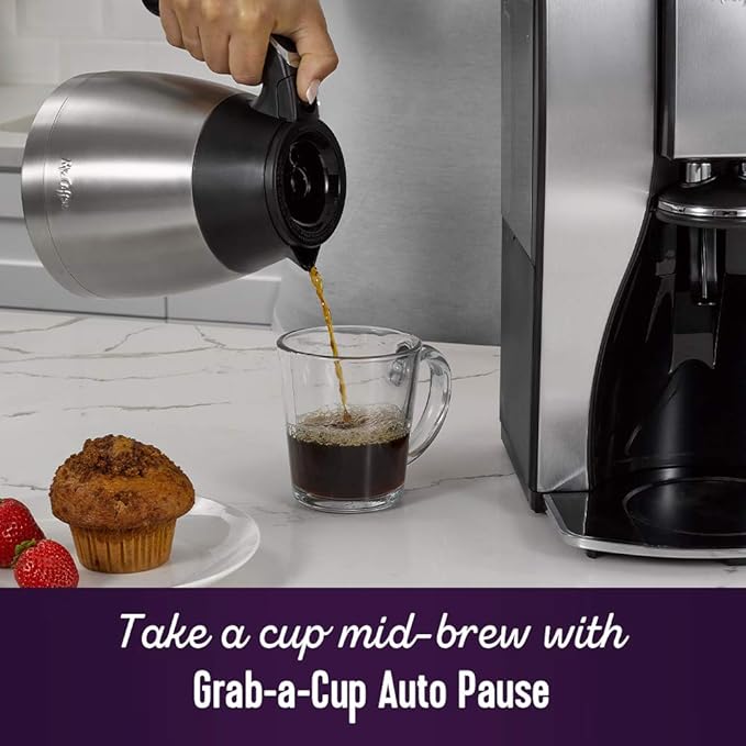 Mr. Coffee 10-Cup Programmable Coffee Maker Insulated Thermal Carafe Brew Strength Selection Brew Now or Later Stainless Steel
