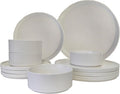 12-Piece Porcelain Scratch Resistant Plates and Bowls Sets Service for 4 Stoneware Dinnerware Sets Ceramic Plates and Bowls Dishes Sets White - Microwave and Dishwasher Safe