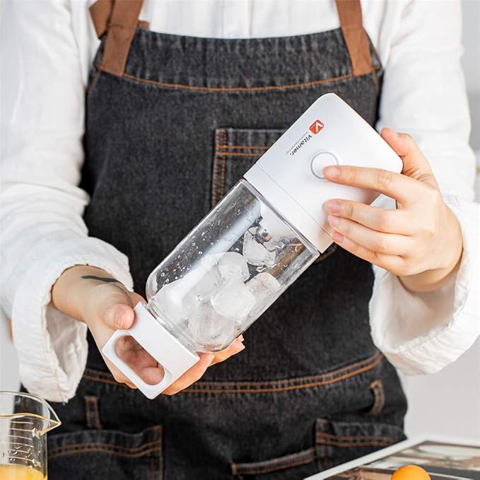 TEQIN Portable Blender Smoothie Blenders Vit-s011 500ml Portable Mini Juicer Vitamer Juicer 2000mAh Battery Strong Power USB Rechargeable Fruit Juice Cup Rice White