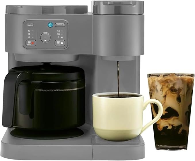 K Duo Coffee Maker for Hot and Iced Drinks Single Serve KCup Pod Brewer and 12 Cup Carafe Drip Coffee Pot 60oz Water ReservoirPause &amp Pour Feature Perfect for Home &amp Office Use