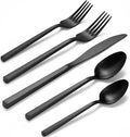 Alata Cube 45-Piece Forged Stainless Steel Flatware Set Cutlery Set with Utensil-Serving Set Silverware Set Service for 8 Matte Satin Polished Dishwasher Safe
