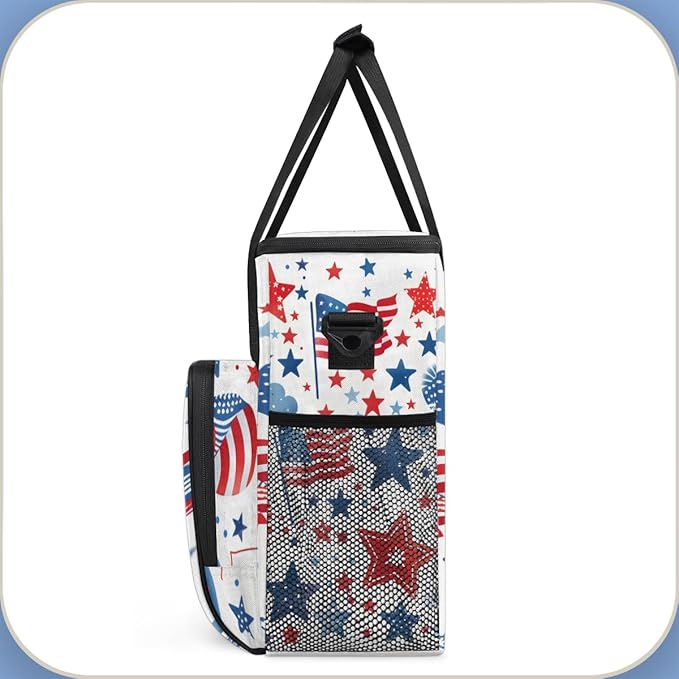 4th of JulyWaving flags Coffee Maker Carrying Bag Travel Storage Bag Compatible with K-Mini or K-Mini Plus Single Serve Coffee Brewer Carrying Case with Multiple Pockets &amp Shoulder Strap