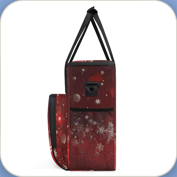 Xmas Snowflakes Coffee Maker Carrying Bag Portable Travel Storage Tote Bag Compatible with K-Mini or K-Mini Plus Single Serve Coffee Brewer Carrying Case with Multiple Pockets &amp Shoulder Strap