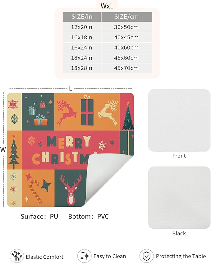 Coffee Mat Coffee Bar Mat for Countertops Merry Christmas Xmas Tree Ball Elk Snowflake Gifts Absorbent Coffee Maker Mat Rubber Backed Dish Drying Mat for Coffee Espresso Machine Coffee Maker 12x20