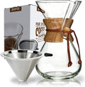 AGOGO Pour Over Coffee Maker Glass - 8 Cup Barista Kit with 304 Stainless Filter for Home Office Camping Cafes - Easy Clean Coffee Dripper Set (Soft Towel&ampBrush) (8 Cup/28 oz)