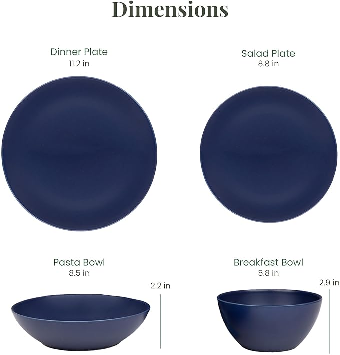 Larder &amp Vine Ceramic Stoneware Dinnerware 16-Piece Set 4 Place Settings (Indigo)