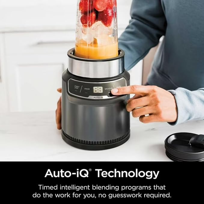 Personal Blender 1100W Auto-iQ Technology 24oz Cups with Spout Lids Pro Extractor Blades BPA-Free