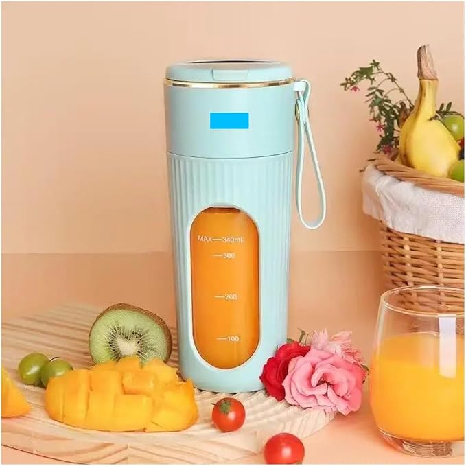 Fit for 340ml Portable Electric Juicer with LCD Display - Rechargeable Fruit Juice Cup for Outdoor Travel 14 Blades(H)