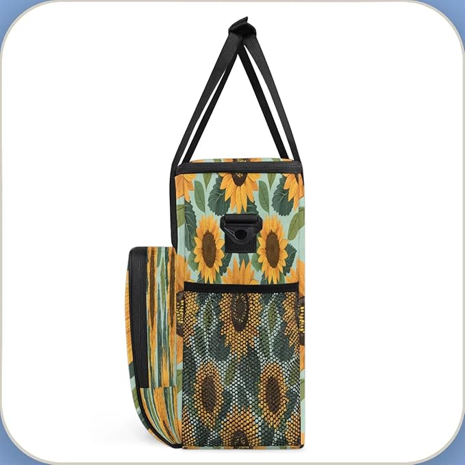 Sunflowers Green Leaves Coffee Maker Travel Bag for K-Mini or K-Mini Plus Single Serve Coffee Brewer Portable Storage Tote Case for Tarvel