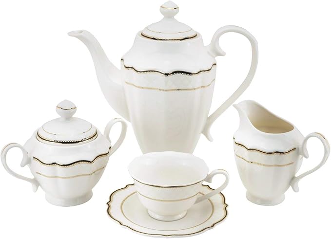 Euro Porcelain 57-pc Banquet Dinnerware Set Luxury Bone China Tableware Service for 8 (6664-3) 6664-20