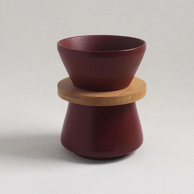 Pour Over Coffee Maker Set Vintage Ceramic Pour Over Coffee Dripper Set for Home Café Restaurant Camping 8 OZ/250ML (Red B)