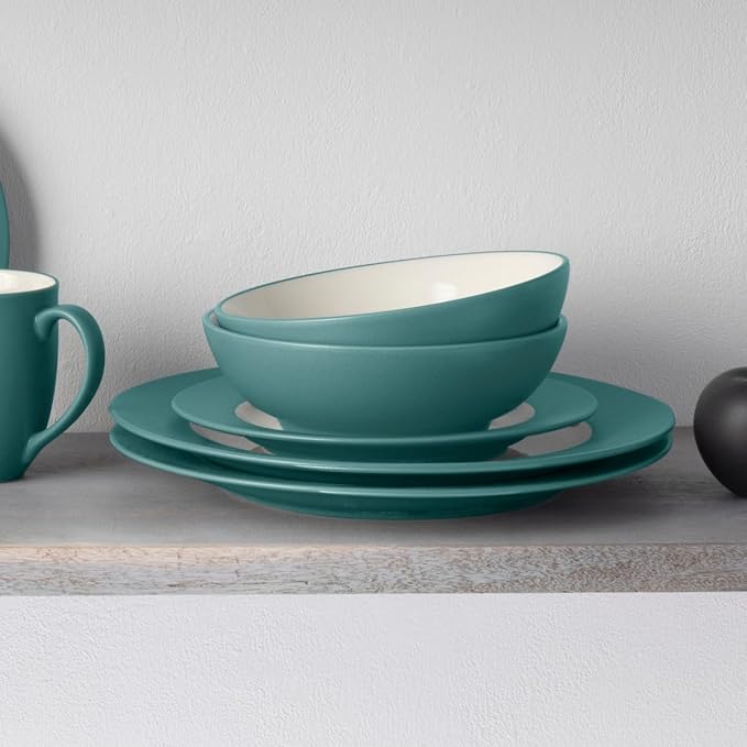 Noritake Colorwave Turquoise 16-Piece Rim Dinnerware Set Service For 4