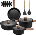 13 pcs Pots and Pans Set Nonstick Cookware Sets black Titanium nonstick coating Induction Cookware Non Stick Cooking Set Frying Pans &amp Saucepans PFOS PFOA Free (13 PCS)