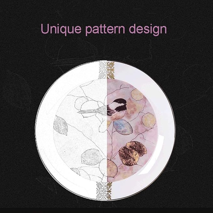 Dinnerware Sets - Luxury Gift Dishes Service Set Ceramics Dinner Sets 58 Pieces Dinnerware Set Collection Hand Painted Bowl/Spoon/Plate - Wedding Gifts Family Party and Kitchen(58pieces)