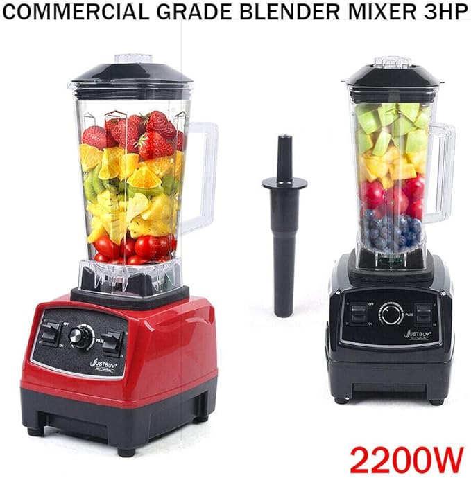 Smoothie Machine Commercial Blender Multi-Function Blender Ultra-High Speed Operation with High-Grade Transparent Plastic Container 2L Red (Black)