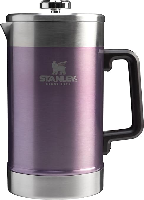STANLEY Classic Stay-Hot French Press Coffee Maker 48 oz | 5 Minute Brew 4 Hours Hot | Mesh Filter for Coffee Grounds | Insulated Stainless Steel French Press | BPA-Free | Wisteria Shine