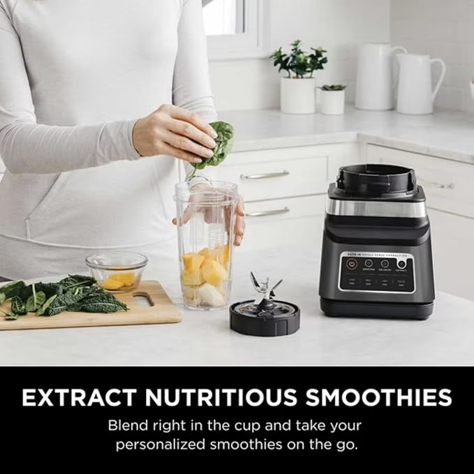 Professional Blender DUO 1400W 72oz Pitcher &amp 2x24oz Cups Auto-iQ Programs Ice Crushing Dishwasher Safe