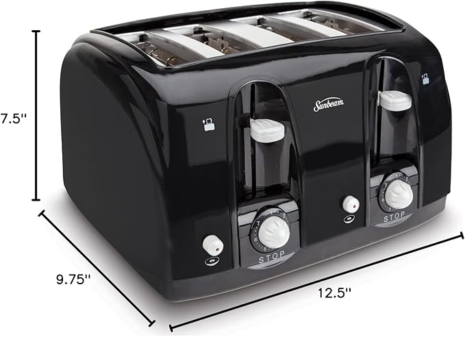 Sunbeam Wide Slot 4-Slice Toaster Black (003911-100-000)