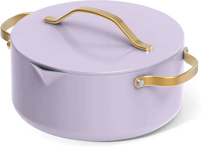 Nonstick Ceramic Cookware Set (12 Piece) Pots Frying Pans Lids and Kitchen Storage Oven Safe Pan Set &amp Compatible with All Stovetops - (Lavender)