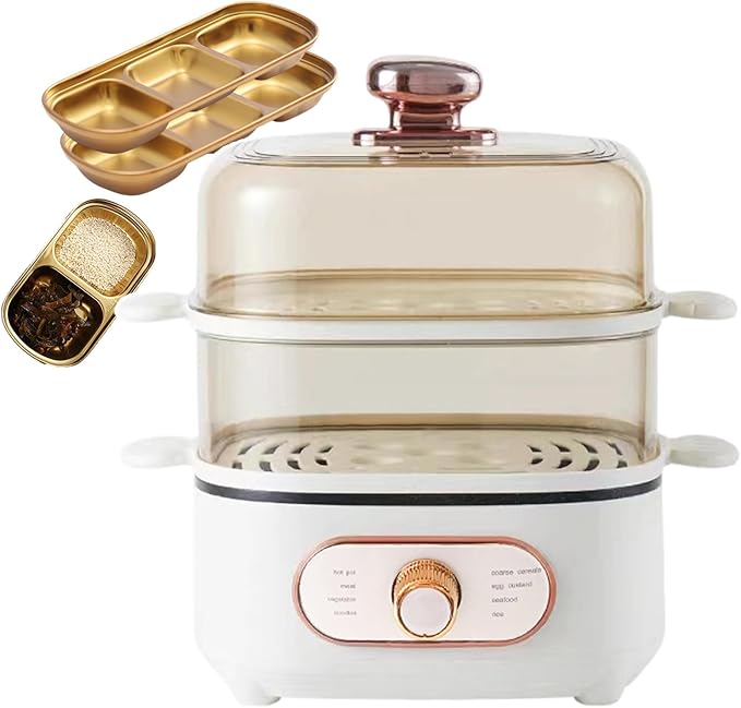 2-in-1 Electric Shabu Hot Pot + 2 Steam Bowls Nonstick Steam Cooker 10.5l Rice Cookers Multifunctional Electric Steamer Single Key Delights (With 3 Spice Plates)