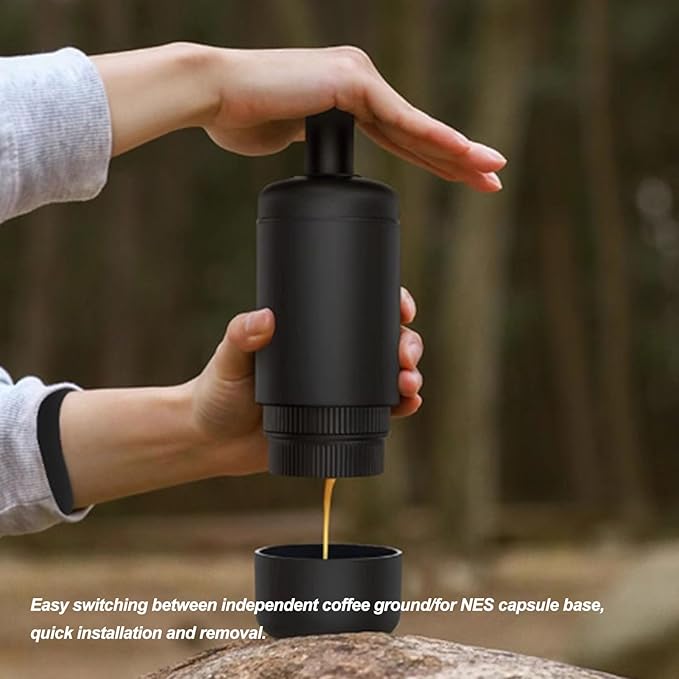 Portable Coffee MachineSelf Heating Rechargeable Coffee Maker Portable Manually Operated Espresso Maker for Camping Travel Office