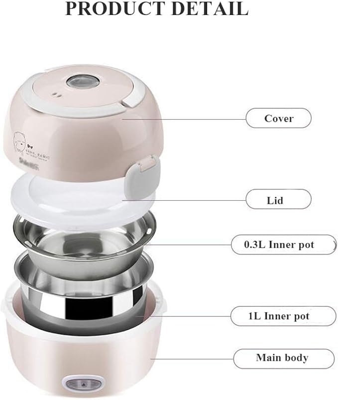 Rice Cooker Electric Lunch Box Portable Food Lunch Heater Rice Steamer Cooker With Stainless Steel Containers Egg Steamer(Purple)