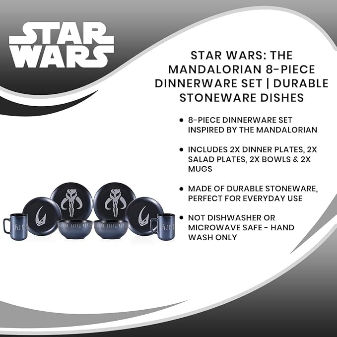 Star Wars The Mandalorian 8-Piece Limited Edition Stoneware Dinnerware Set