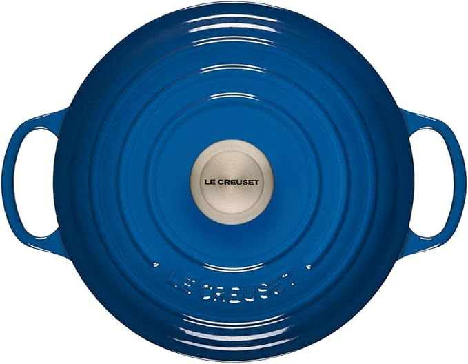 Le Creuset 8 Piece Multi-Purpose Enameled Cast Iron with SS Knobs Stoneware and Toughened Nonstick PRO Fry Pan Complete Cookware Set - Marseille