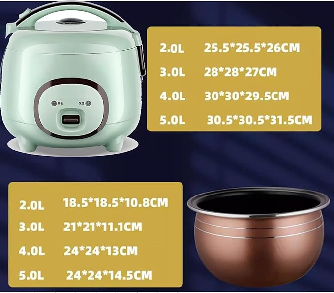 Rice Cooker (2-5L) Home Dormitory Rice Cooker Non-stick Inner Pot for Make Rice &amp Steam Food &amp Vegetables 220-240V US/EU Power(5l)