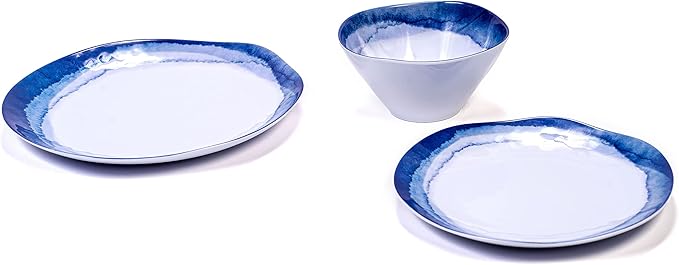 Prepara 12 Piece Melamine Dinnerware Set Blue Washed