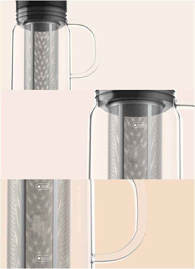 Coffee Pot Iced Coffee Maker Kettle with Stainless Steel Filter Tea Pitcher Ice Hot and Cool Espresso Ice Drip Coffee Office Cold Kettle 1200ml