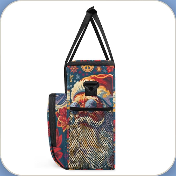 Abstract Santa Claus Coffee Maker Carrying Bag Fantastic Santa Claus Travel Storage Bag Compatible with K-Mini or K-Mini Plus Single Serve Coffee Brewer Carrying Case with Pockets &amp Shoulder Str