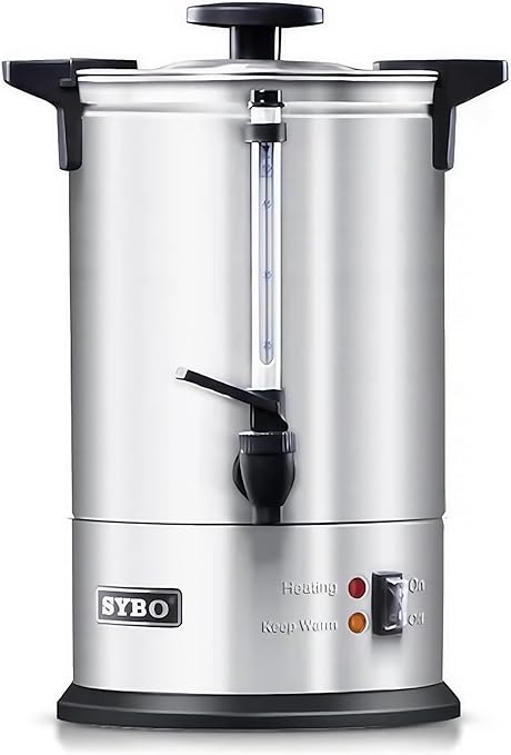 SYBO 120 Cup Commercial Coffee Urn &amp Hot Beverage Dispenser Stainless Steel Percolate Maker Fast Brew Keeps Warm – Ideal for Tea Water at Events Catering 18 L Metallic