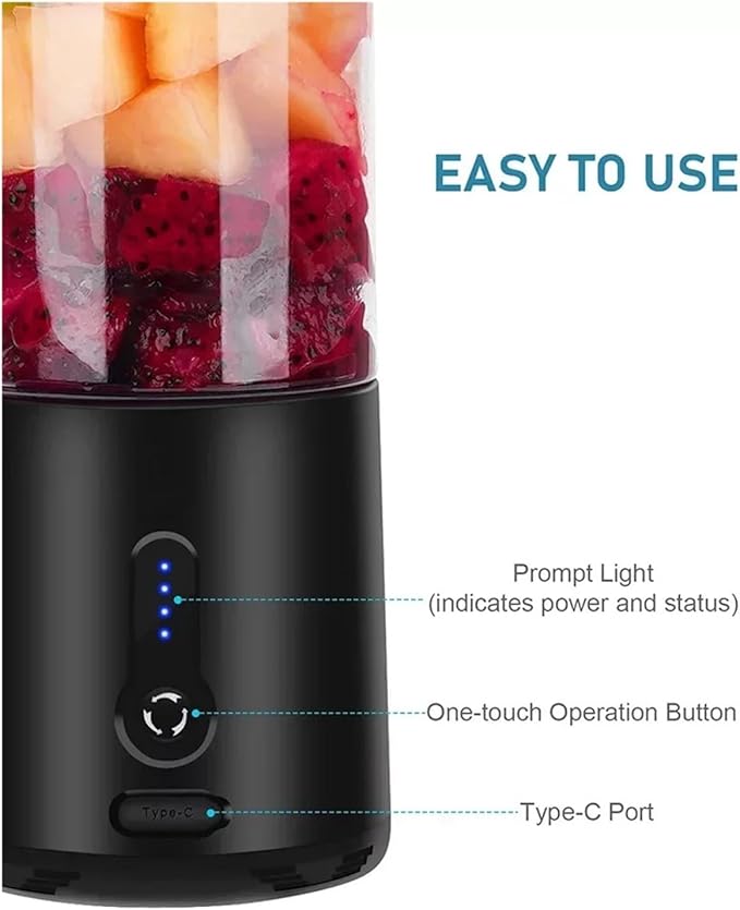 Fit for Portable Blender with 6 Blades - Powerful USB Rechargeable Personal Juicer for Shakes &amp Smoothies(Black blender B)