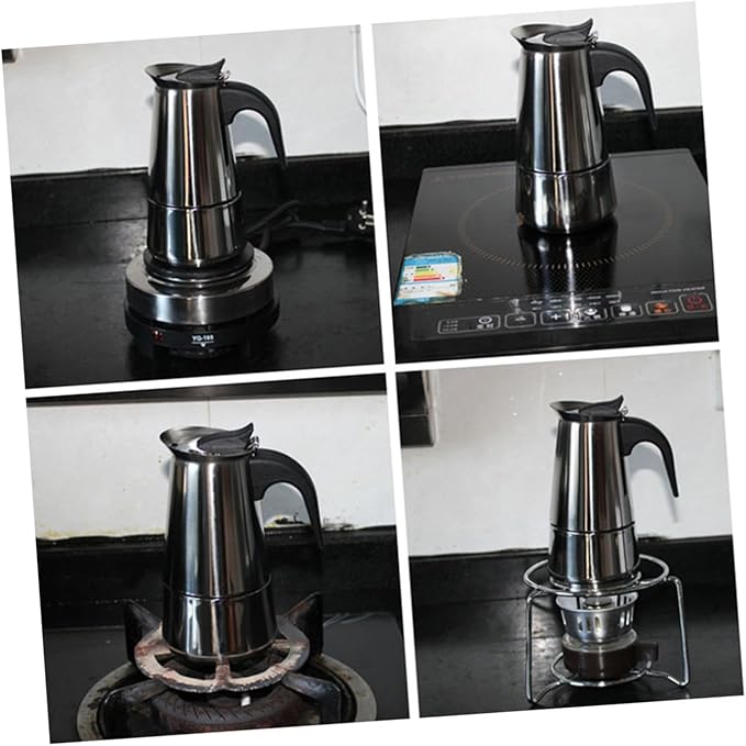 Style Coffee Pot Rapid Stovetop Brewer Stainless Steel Pressure Controlled Make Cappuccino Latte for Home Office