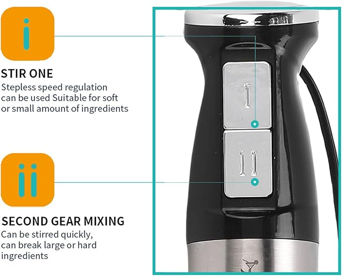 Vikye Immersion Hand Blender 400W Electric Stick Mixer with Adjustable Speed Handheld Kitchen Blender for Smoothies Soups