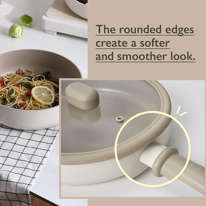 Chou Chou Kitchen Essential 4-Pieces Cookware Set with Lid Healthy Cooking Ceramic Coating 8 Pot 7 Saucepan Induction Compatible Kitchenware Made in Korea