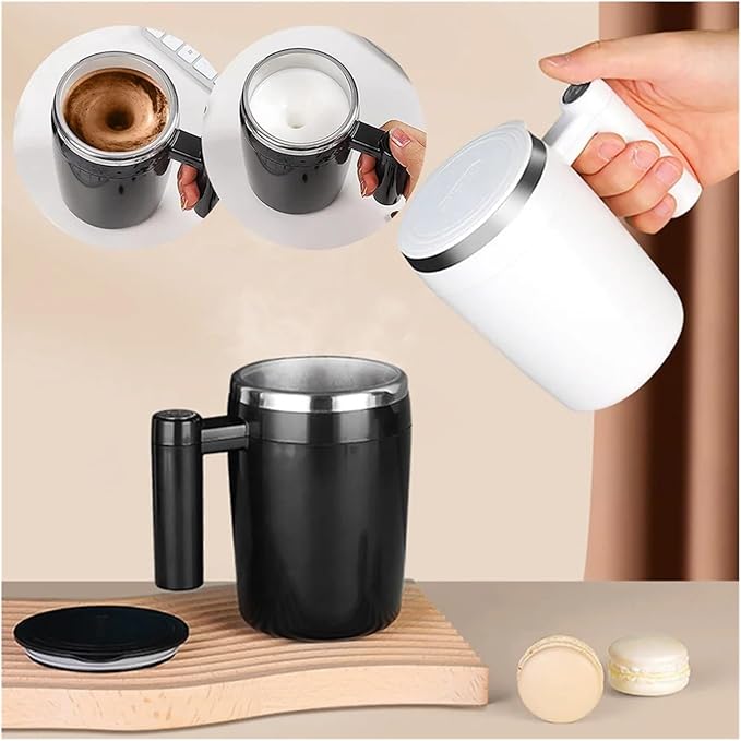 Self Stirring Coffee Mug USB Self Stirring Mug Coffee Cup Rechargeable Automatic Stirring Cup Stainless Steel Cup Coffee Milk Mixer Stir CupElectric Stirring Cup(Black)