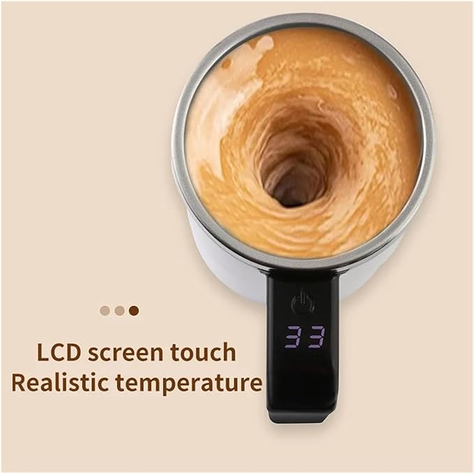 Self Stirring Coffee Mug Magnetic Self Stirring Mug With Digital Temperature Display Electric Mixing Cup For Coffee Milk Tea And Travel UseElectric Stirring Cup(White)