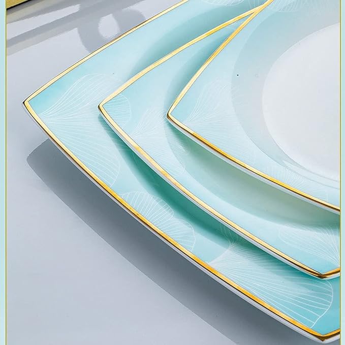 Dinnerware Sets - Luxury Dishes Service Set 56/60Pcs Ceramic Dinnerware Set Bone China Tableware Dishes Plates Ceramic Combination Dinner Service Set Diner Set60 Pieces