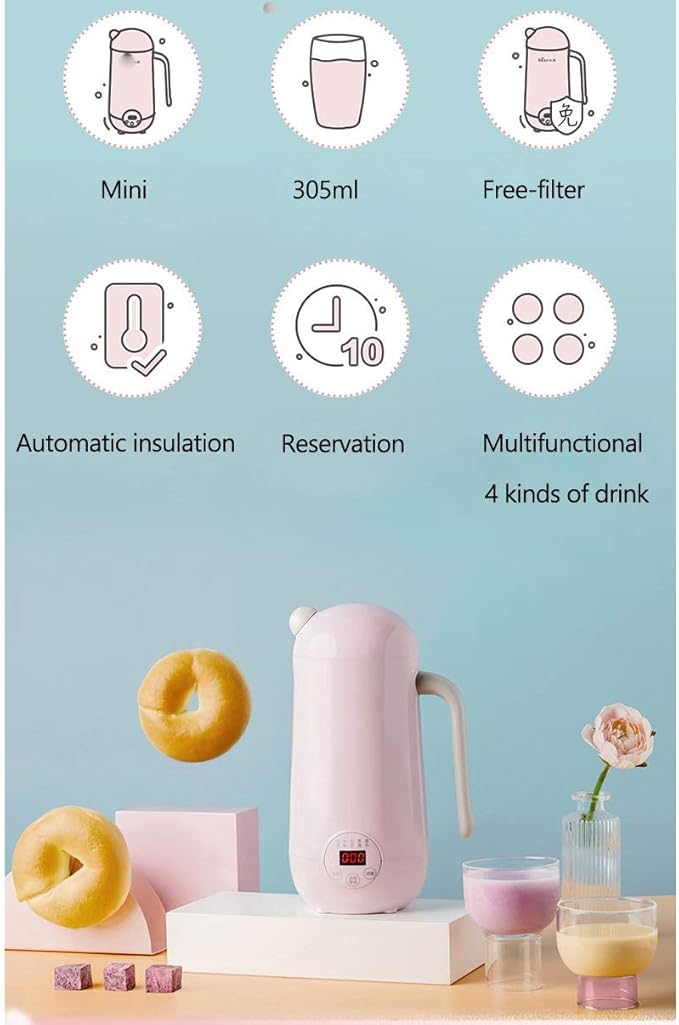 Mini Soymilk Machine Portable Soy Milk Rice Paste Maker Electric Juicer Blender Food Grinding Heating Processor 350ml(Black-JoJo's Bizarre Adventure1)