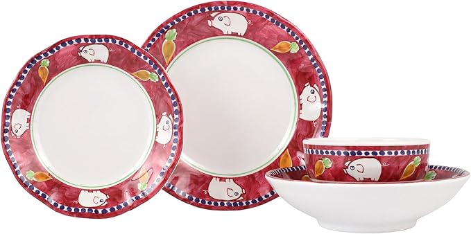 Melamine Campagna Porco Four-Piece Place Setting